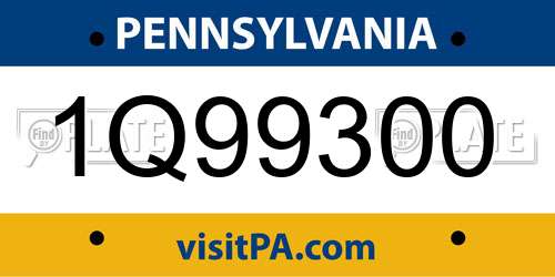 1Q99300 Pennsylvania License Plate