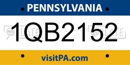1QB2152 Pennsylvania License Plate