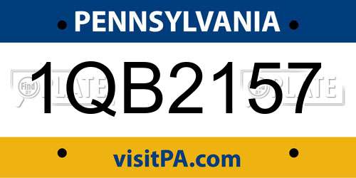1QB2157 Pennsylvania License Plate