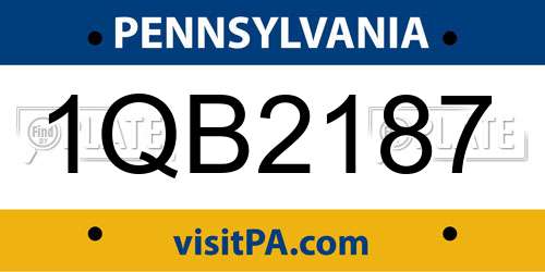 1QB2187 Pennsylvania License Plate
