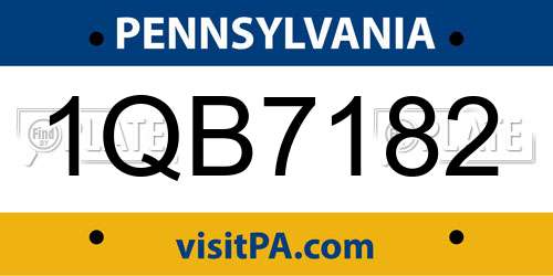 1QB7182 Pennsylvania License Plate