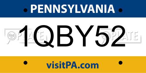 1QBY52 Pennsylvania License Plate