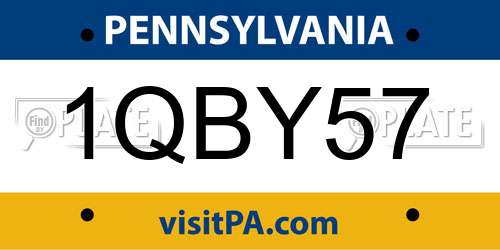 1QBY57 Pennsylvania License Plate