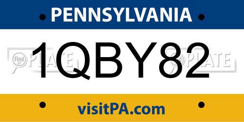 1QBY82 Pennsylvania License Plate