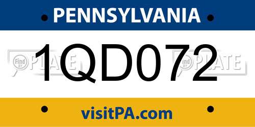 1QD072 Pennsylvania License Plate