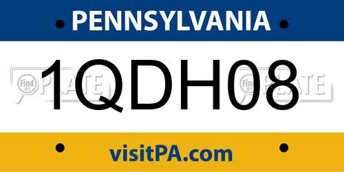 1QDH08 Pennsylvania License Plate