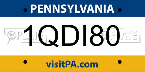 1QDI80 Pennsylvania License Plate