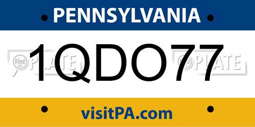 1QDO77 Pennsylvania License Plate