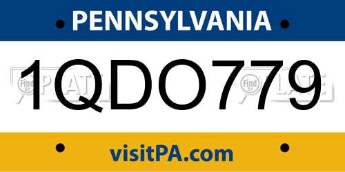 1QDO779 Pennsylvania License Plate