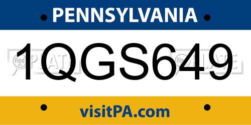1QGS649 Pennsylvania License Plate