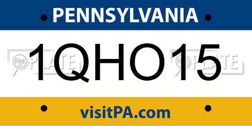 1QHO15 Pennsylvania License Plate