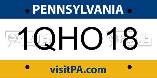 1QHO18 Pennsylvania License Plate