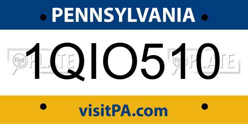 1QIO510 Pennsylvania License Plate