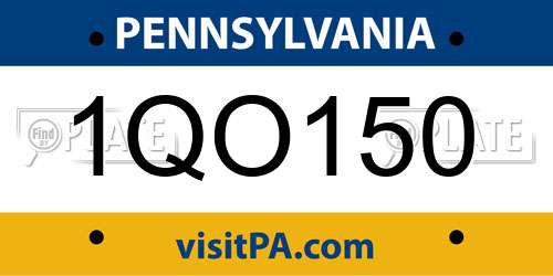1QO150 Pennsylvania License Plate