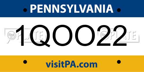 1QOO22 Pennsylvania License Plate