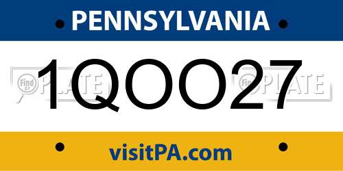 1QOO27 Pennsylvania License Plate