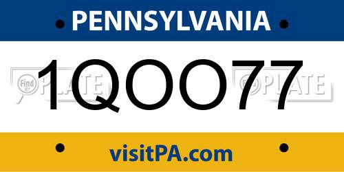 1QOO77 Pennsylvania License Plate