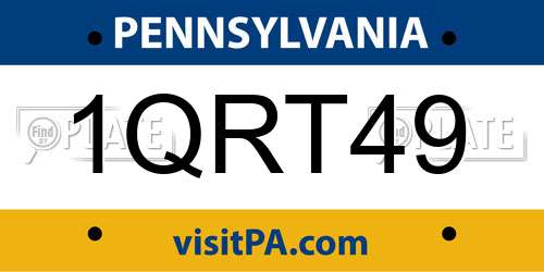 1QRT49 Pennsylvania License Plate