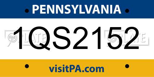 1QS2152 Pennsylvania License Plate