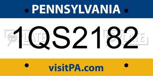 1QS2182 Pennsylvania License Plate