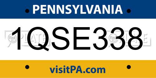 1QSE338 Pennsylvania License Plate