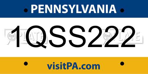 1QSS222 Pennsylvania License Plate