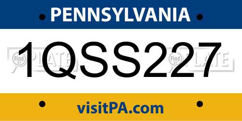 1QSS227 Pennsylvania License Plate