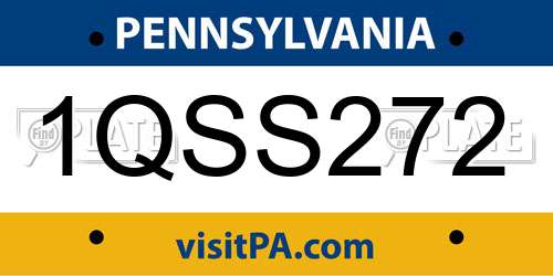 1QSS272 Pennsylvania License Plate