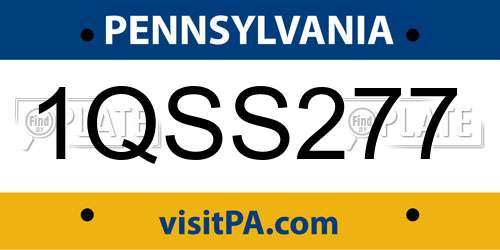 1QSS277 Pennsylvania License Plate