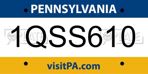 1QSS610 Pennsylvania License Plate