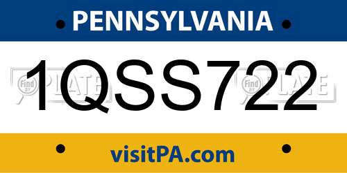 1QSS722 Pennsylvania License Plate