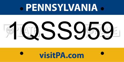 1QSS959 Pennsylvania License Plate