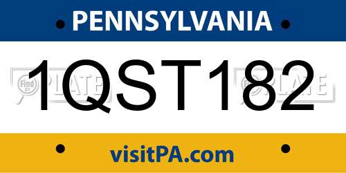 1QST182 Pennsylvania License Plate