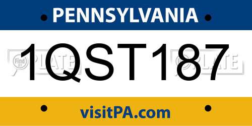 1QST187 Pennsylvania License Plate