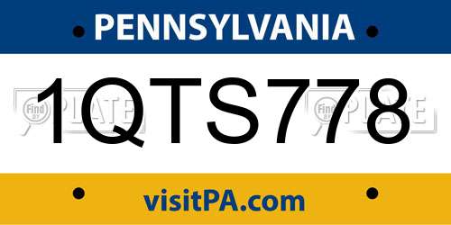 1QTS778 Pennsylvania License Plate