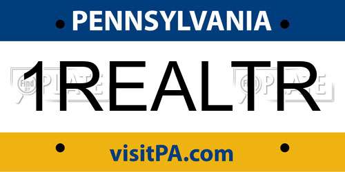 1REALTR Pennsylvania License Plate