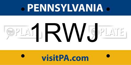 1RWJ Pennsylvania License Plate