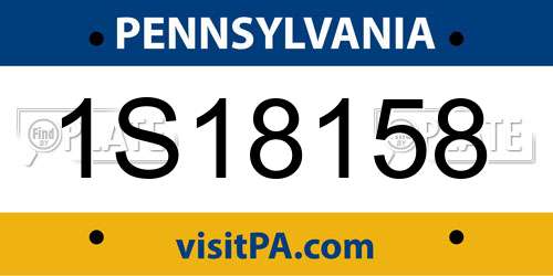 1S18158 Pennsylvania License Plate