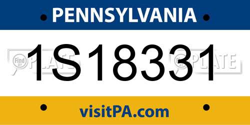 1S18331 Pennsylvania License Plate