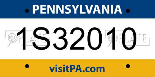 1S32010 Pennsylvania License Plate