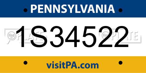 1S34522 Pennsylvania License Plate