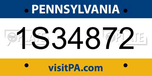 1S34872 Pennsylvania License Plate