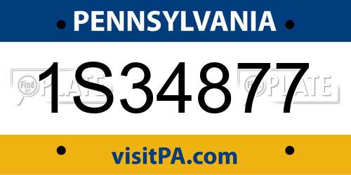 1S34877 Pennsylvania License Plate