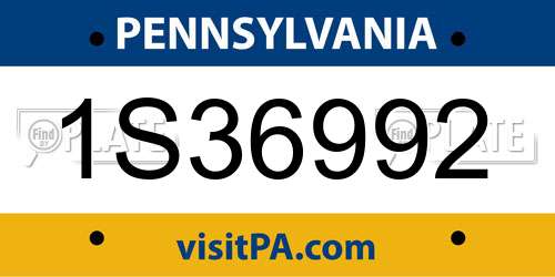 1S36992 Pennsylvania License Plate