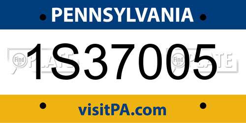 1S37005 Pennsylvania License Plate
