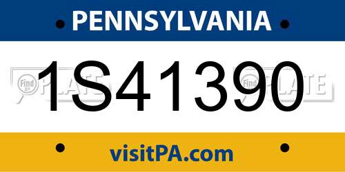 1S41390 Pennsylvania License Plate