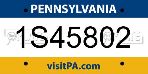 1S45802 Pennsylvania License Plate