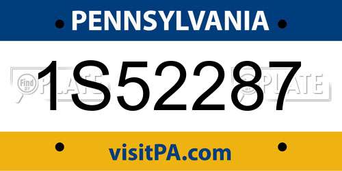 1S52287 Pennsylvania License Plate