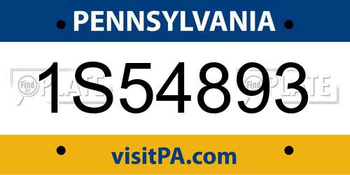 1S54893 Pennsylvania License Plate