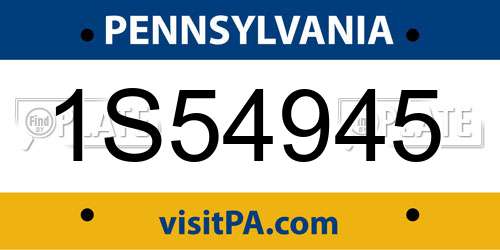 1S54945 Pennsylvania License Plate